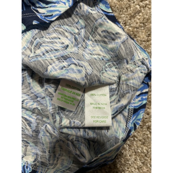 Lilly Pulitzer Essie Dive In Tank Top Womens Small Blue Black All Over Print - Picture 4 of 8